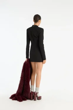 Mini Dresses|Dresses-ROTATE Birger Christensen Suiting Ls Mini Dress Black Black color