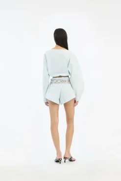 Tops-ROTATE Birger Christensen Tie Strap Ls Top Light Blue Plein Air color