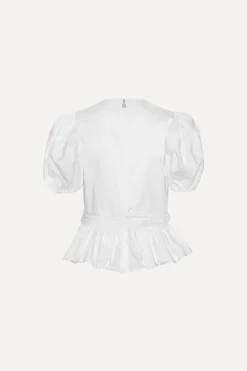 Tops-ROTATE Birger Christensen Top W/ Puffsleeves Bright White Bright White color