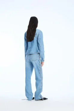 Pants-ROTATE Birger Christensen Twisted Lacing Jeans Blue Hydrangea (Blue) color