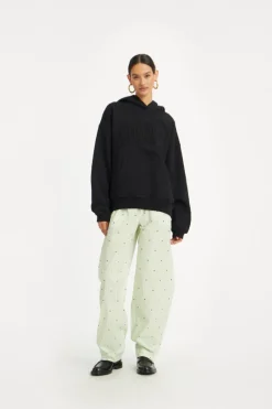 Tops-ROTATE Birger Christensen Washed Heavy Sweat Hoodie Black Black color