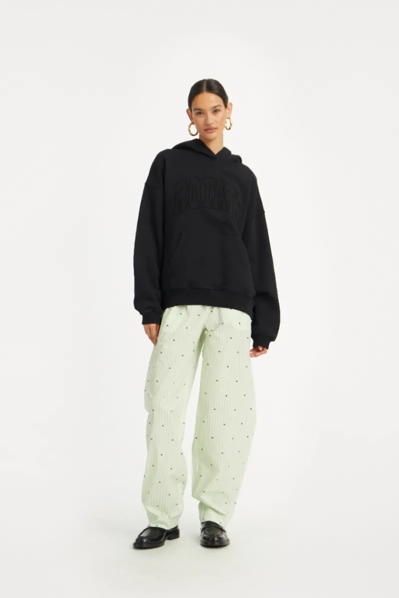 Tops-ROTATE Birger Christensen Washed Heavy Sweat Hoodie Black Black color