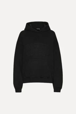 Tops-ROTATE Birger Christensen Washed Heavy Sweat Hoodie Black Black color