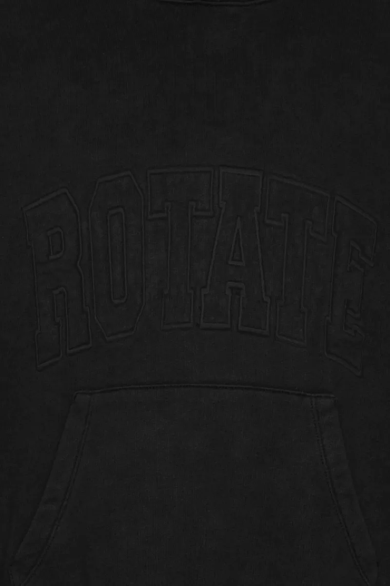 Tops-ROTATE Birger Christensen Washed Heavy Sweat Hoodie Black Black color