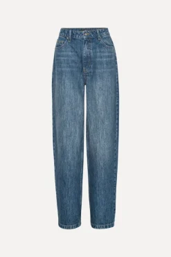 Pants-ROTATE Birger Christensen Wide Leg 5 Pocket Pants Blue Medium Blue Denim color