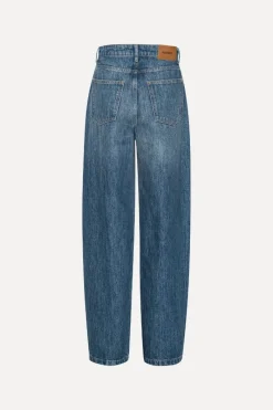 Pants-ROTATE Birger Christensen Wide Leg 5 Pocket Pants Blue Medium Blue Denim color