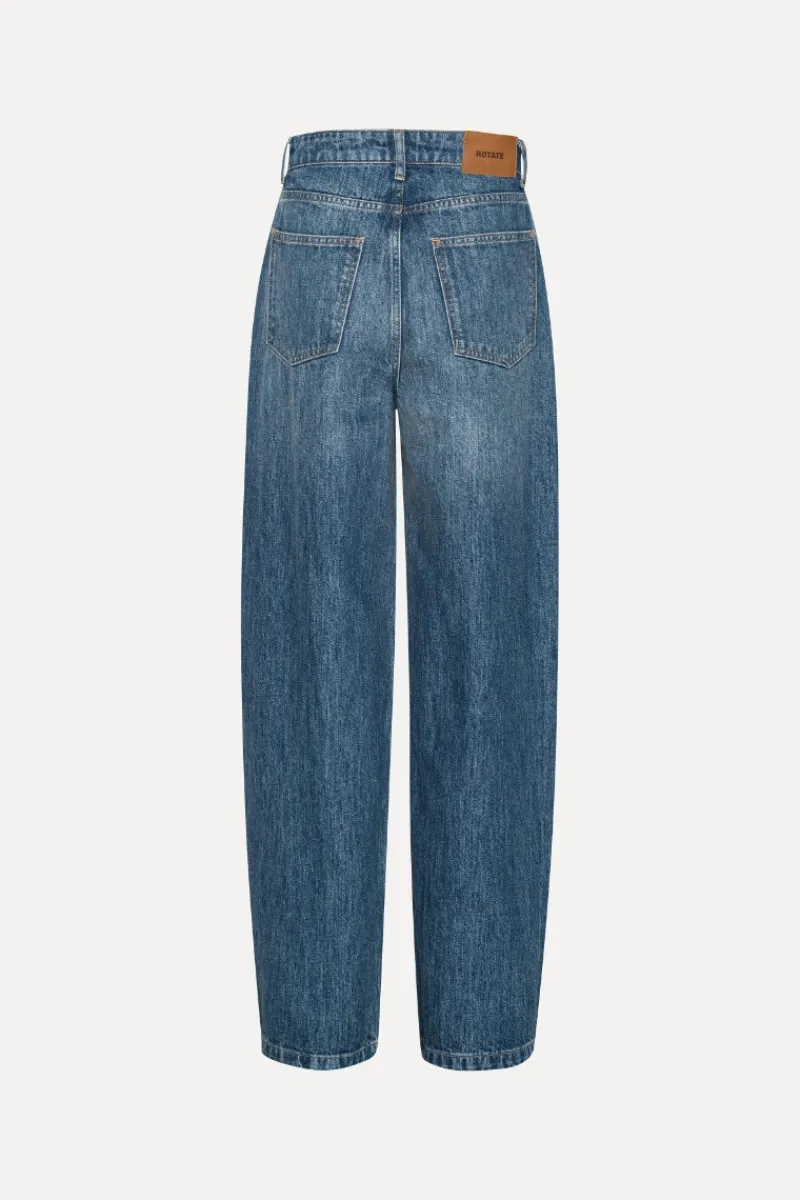 Pants-ROTATE Birger Christensen Wide Leg 5 Pocket Pants Blue Medium Blue Denim color